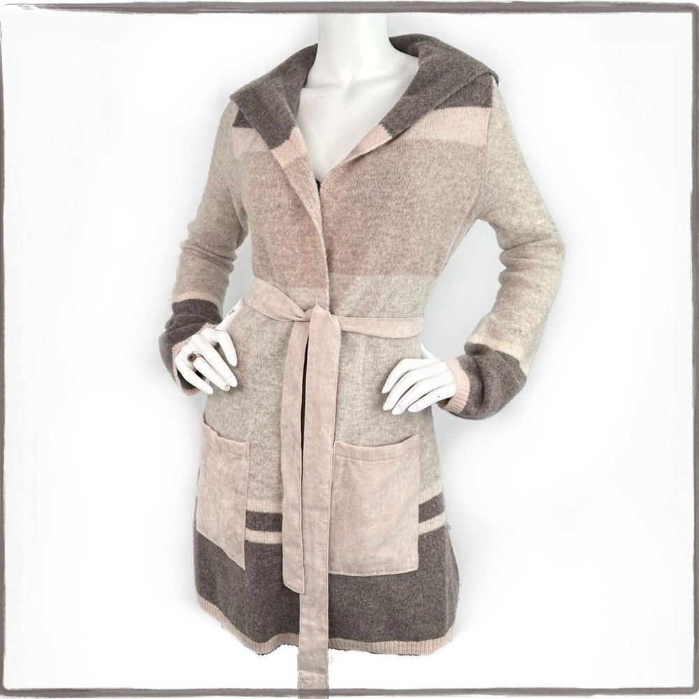 Anthropologie Angel of the North Belted Collared Cardigan